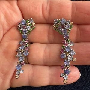 Sterling Silver with multi semi precious stone earrings